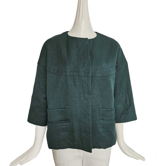 MARNI TEAL WRINKLED FLARE JACKET (40) - Picture 1 of 11
